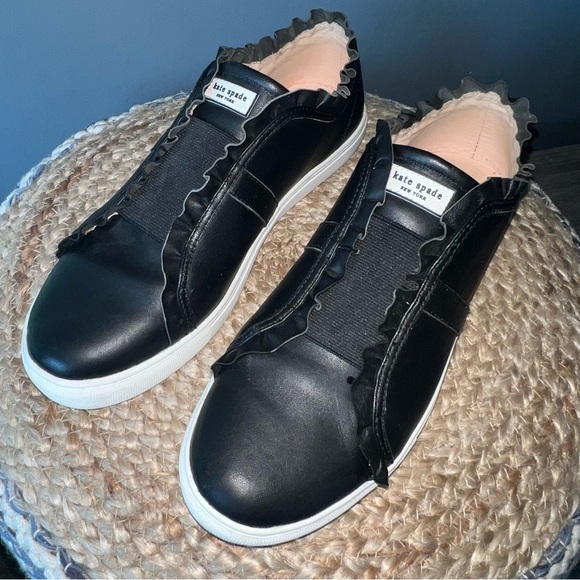 Kate Spade Lance Ruffle Leather Sneakers - Picture 1 of 9